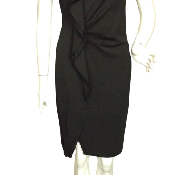 new H HALSTON Dress, 8, Black, Asymmetrical, Ruffle front, Sleeveless - Picture 8 of 15